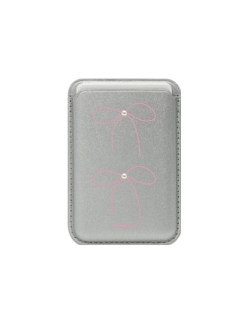[handmade] pink ribbon pearl magsafe card holder