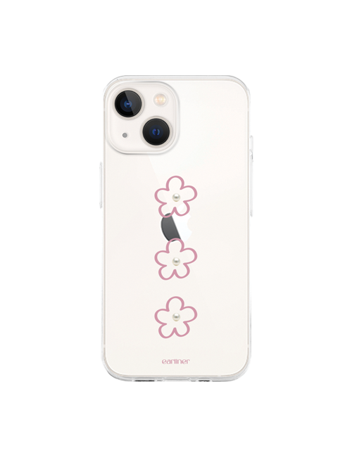 [handmade] mini pink flower pearl jelly hard case