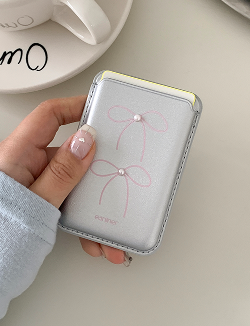 [handmade] pink ribbon pearl magsafe card holder