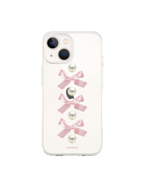[handmade] classic pearl pink ribbon jelly hard case