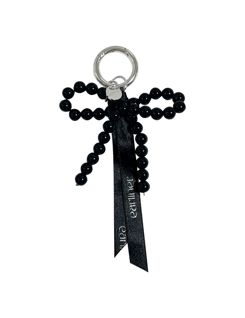 [handmade] black ribbon logo keyring