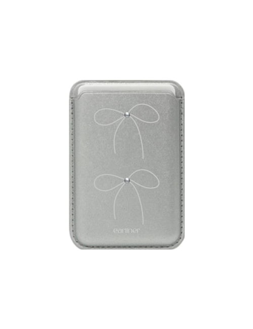 [handmade] silver ribbon magsafe card holder